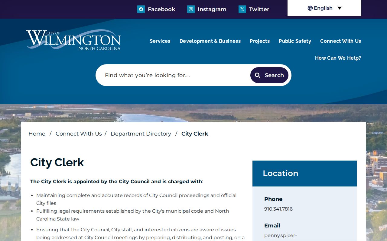 Wilmington neighbors City Clerk official records and boards route