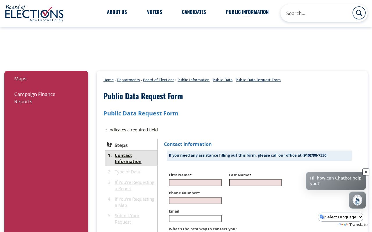 Wilmington resident lookup New Hanover voter public-data request form