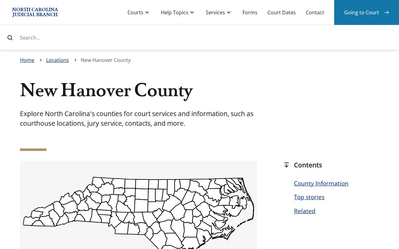 Wilmington resident lookup New Hanover County courts and Clerk route