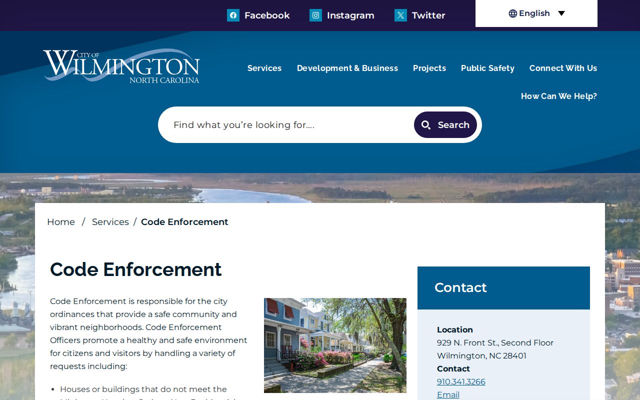Wilmington street directory City Code Enforcement address case search